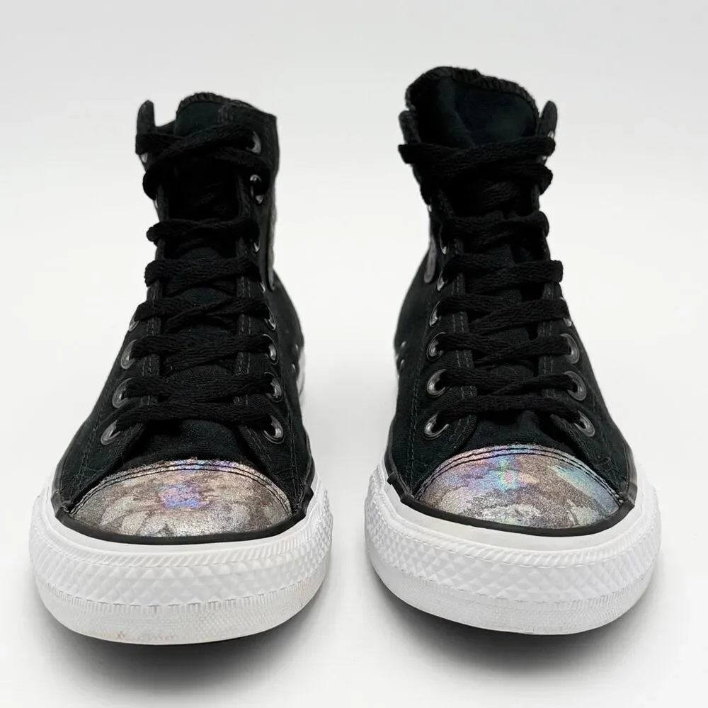 Converse All Star Chuck Taylor High Top Lace Up Black Basketball Shoes with Meta